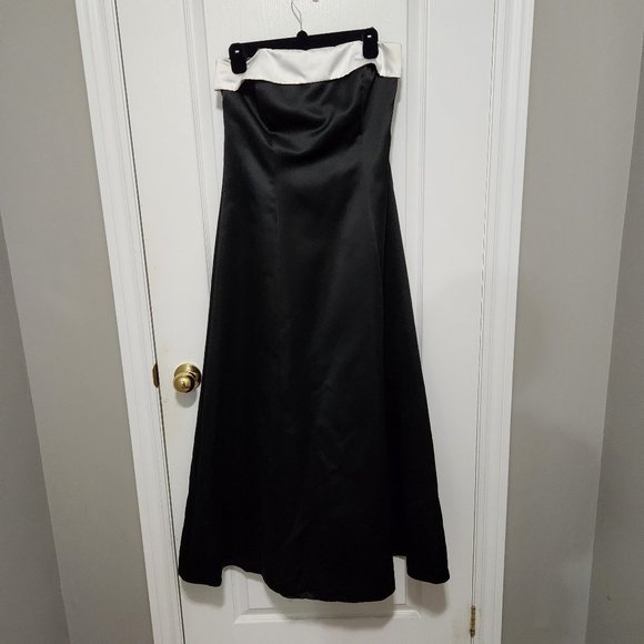 Black and White formal Strapless A Line Dress - Picture 1 of 2